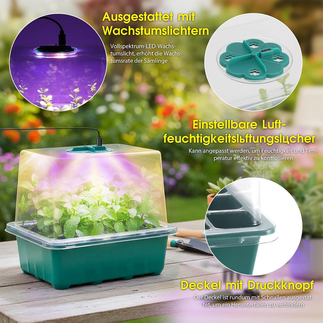 Zimmergewächshaus Anzuchtkasten (2, Grün) Grün-2pcs, Grün-2pcs