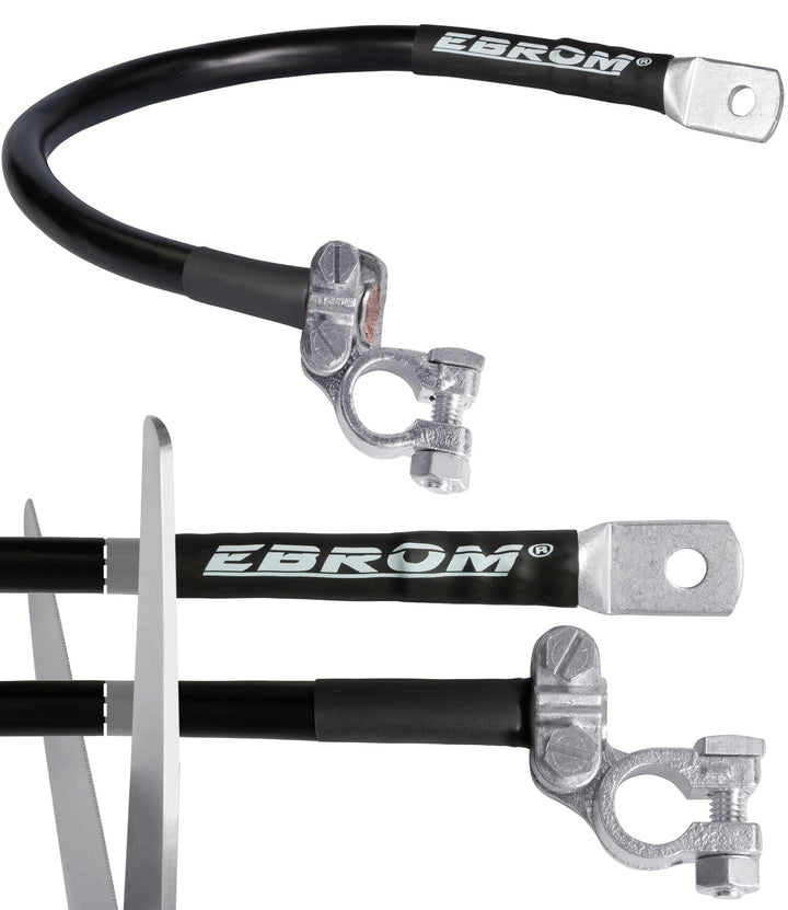EBROM Batteriekabel Massekabel mit Polklemme (-) Anschluss links 50 mm² schwarz, fertig konfektionie