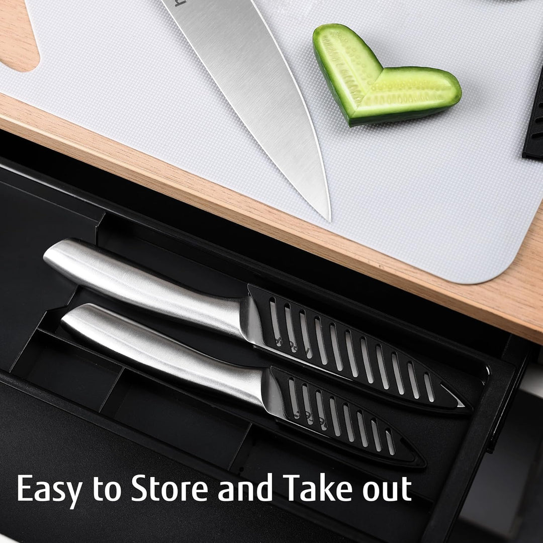 hecef Messerset 3 tlg, Scharfe Küchenmesser mit Edelstahlklinge und hohlem Griff, Kochmesser Set mit