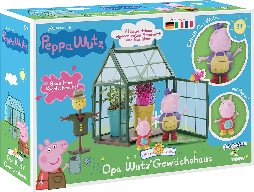 TOOMIES E73339 Tomy Spielzeugset. Peppa Wutz Gewächshaus für Kinder zum selber Pflanzen. Set inkl. G