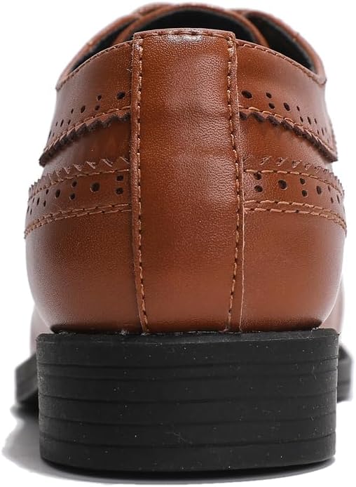 PPXID Jungen Schnürhalbschuhe Schule Oxfords Uniform Hochzeit Anzugschuhe 27 EU Braun B, 27 EU Braun