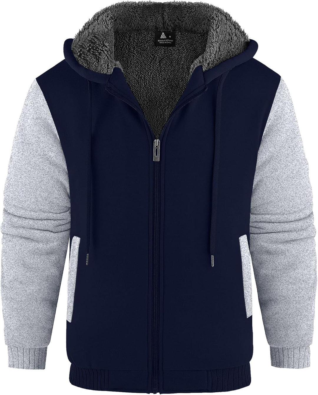 JACKETOWN Herren Sweatshirt Gefüttert Hoodie Reissverschluss Sweatjacke Warm Fleece Winterjacke Tedd