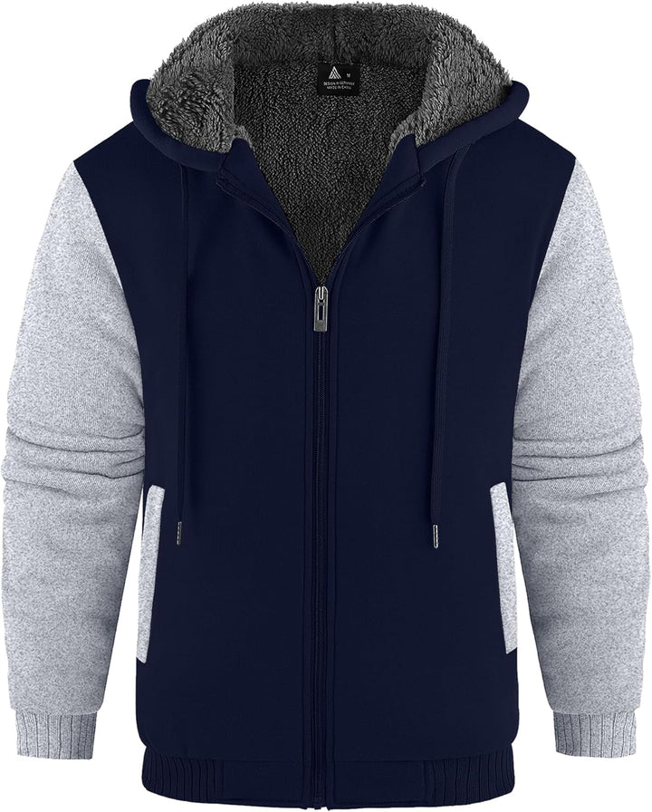 JACKETOWN Herren Sweatshirt Gefüttert Hoodie Reissverschluss Sweatjacke Warm Fleece Winterjacke Tedd