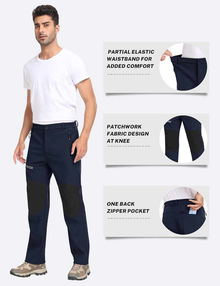 MoFiz Herren Wanderhose Warm Gefüttert Outdoorhose Wasserdicht Skihose Softshellhose Winddicht Arbei