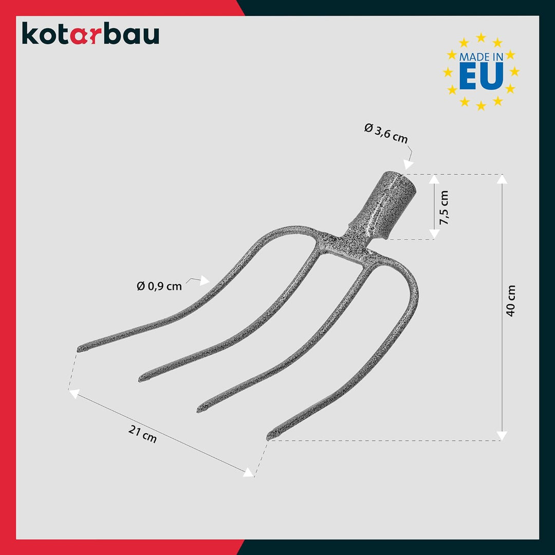 KOTARBAU® Forke 4 Zinken Heugabel Mistgabel Mistforke Gartengabel Gartenforke Dunggabel Spatengabel