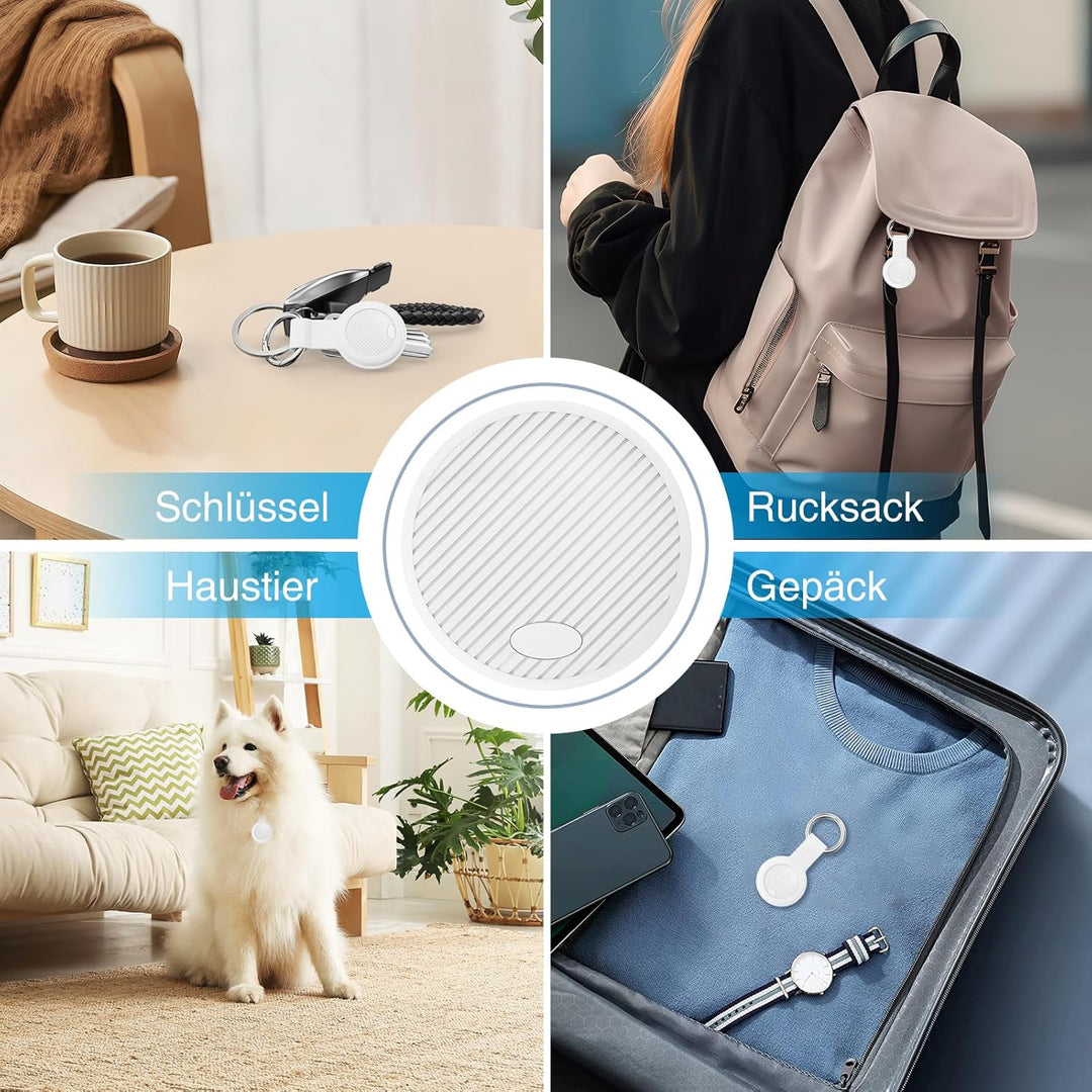 Air Tracker Tag 4-Pack - Smart GPS Tracker Kompatibel mit Apple Wo ist? (iOS NUR) mit Schutzhülle,Wa