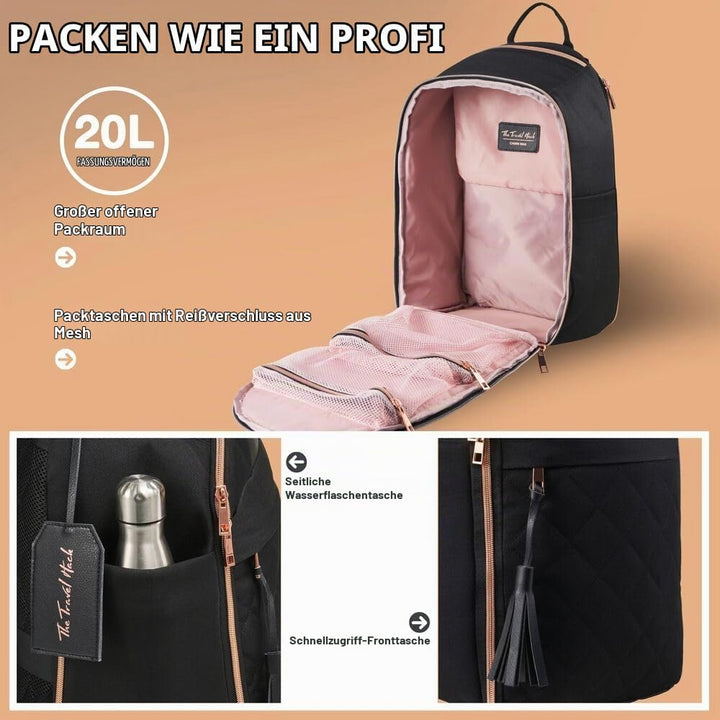 Cabin Max Travel Hack Damen Rucksack in der Grösse 40x20x25 cm geeignet für Ryanair unter dem Sitz H