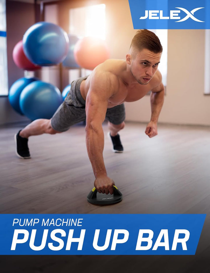 JELEX Pump Machine Push Up Bar handgelenkschonende Liegestützgriffe 2er-Set mit Rotationssystem zum