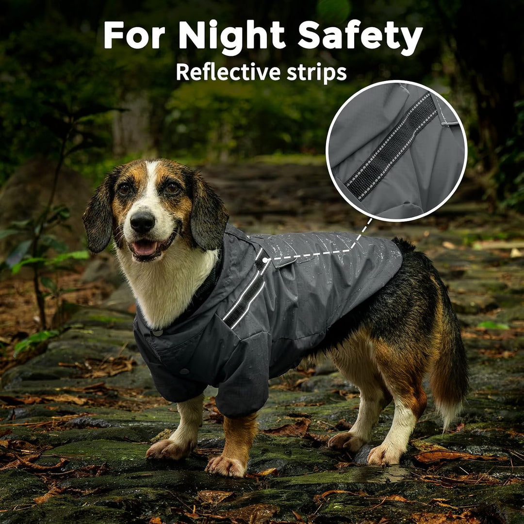 JoyDaog Premium-Regenmantel Mit Kapuze für Mittelgrosse Hunde, Outdoor-Sport, Wasserdichte Regenjack