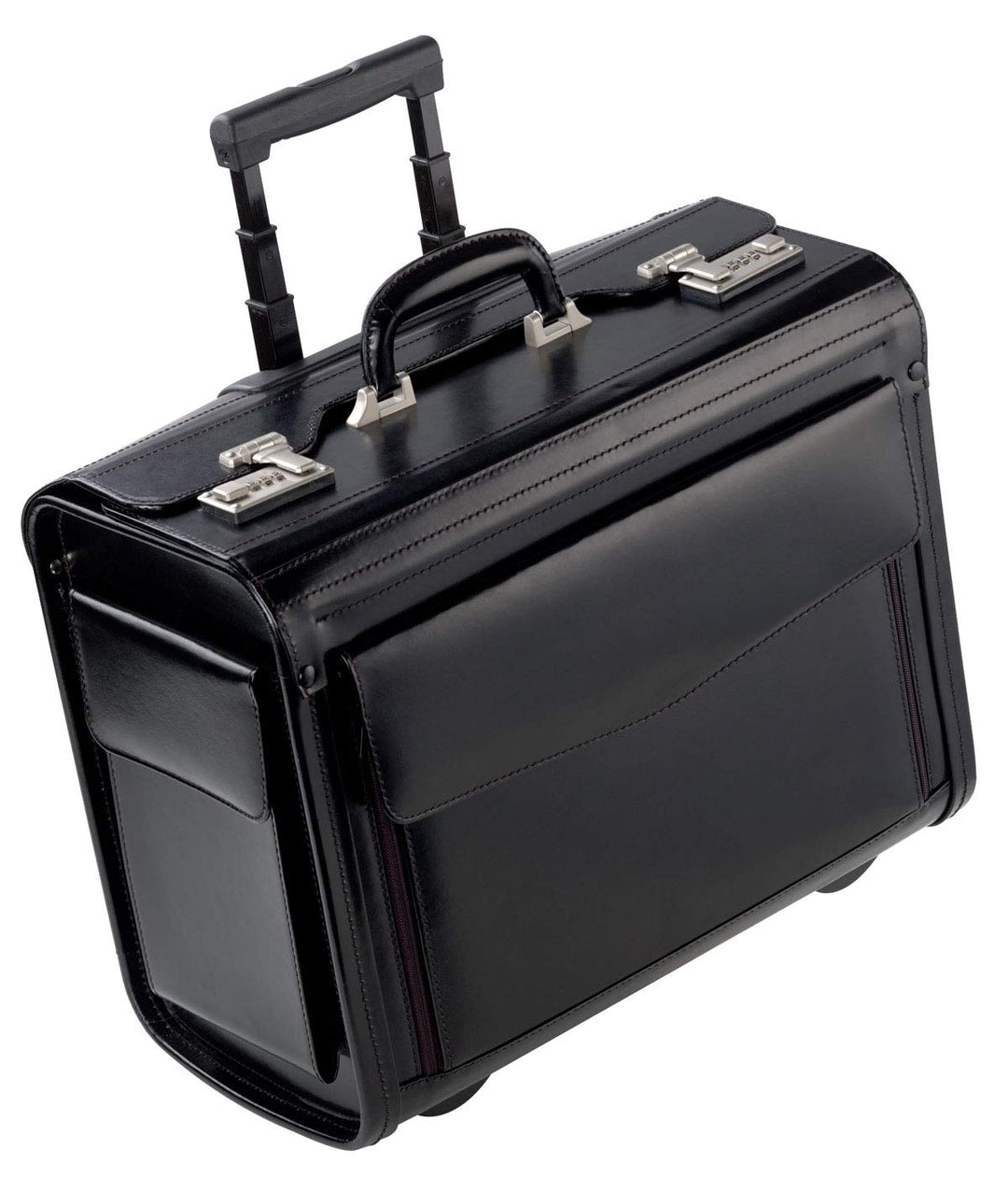 Pilotenkoffer Leder Aktenkoffer Trolley Schwarz 46 cm Dermata Bowatex