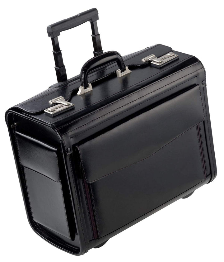 Pilotenkoffer Leder Aktenkoffer Trolley Schwarz 46 cm Dermata Bowatex