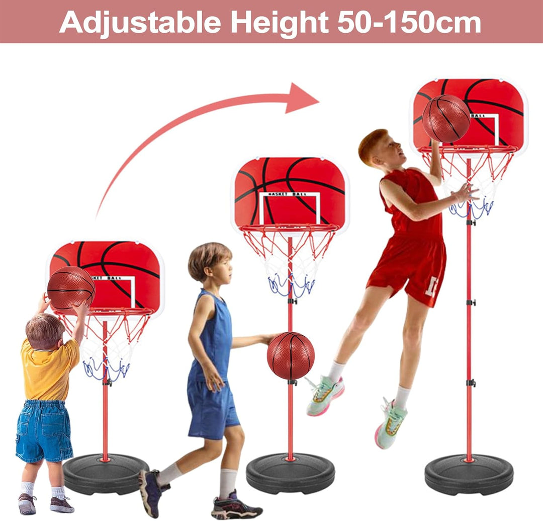 JurciCat Basketballkorb Kinder Basketballkorb Outdoor Mit 2 Basketbälle Und 1 Eine Pumpe Höhenverste