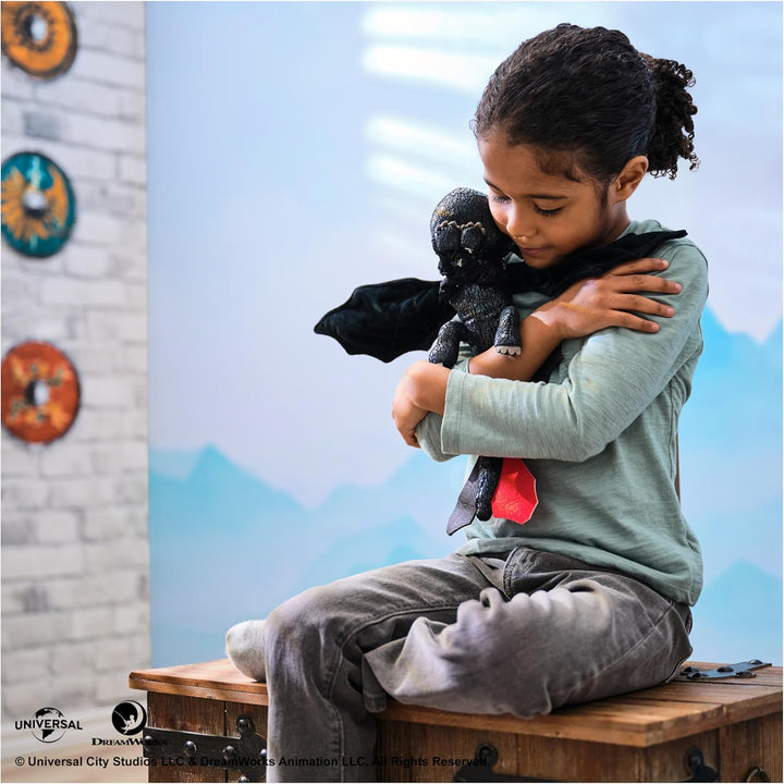 Dreamworks Dragons – Plüschtier-Drache Ohnezahn mit Griff- und Gleitfunktion, 30 cm lang, Spielzeug
