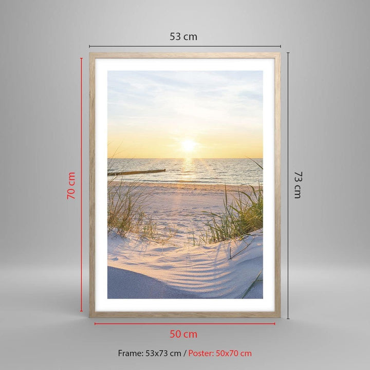 Wandposter Art Prints 50x70cm Poster Rahmen helle Eiche Düne Strand Meer Küche Wanddeko Bild Wand Ku