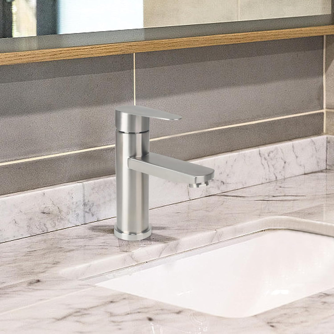Edelstahl Waschtischarmaturen Bleifreier, Wasserhahn Bad mit Schlauch, Einhebelmischer Waschbeckenar