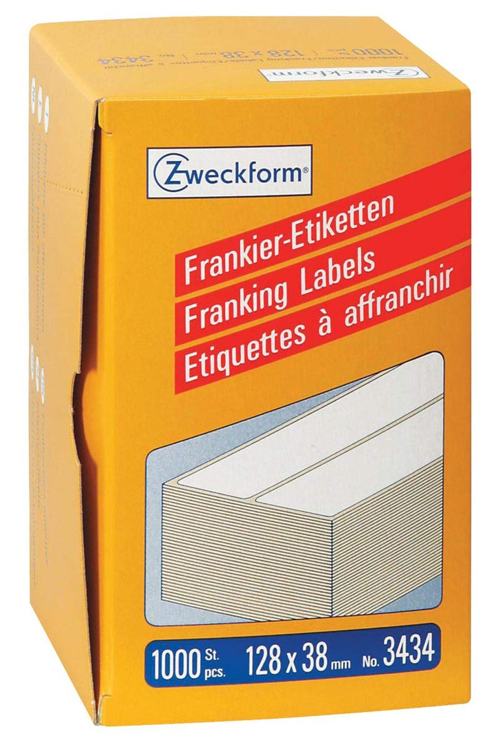 AVERY Zweckform 3434 Frankier-Etiketten (Papier matt, 1.000 Etiketten, 128 x 38 mm) 1 Pack weiss, 1.