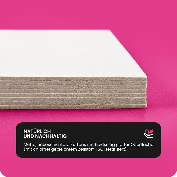 Netuno 100 Blatt Bastel-Pappe Creme-Weiss DIN A4 21 x 29,7 cm 1,55 mm 630g Holzpappe zum Basteln Bie