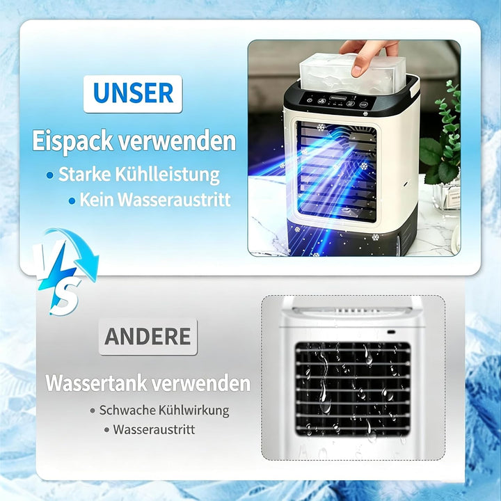 Mini klimaanlage, Mobile Klimaanlage mit 9 Geschwindigkeiten &amp; 8H Timer, 7 Farben Nachtlicht, 3-Loch