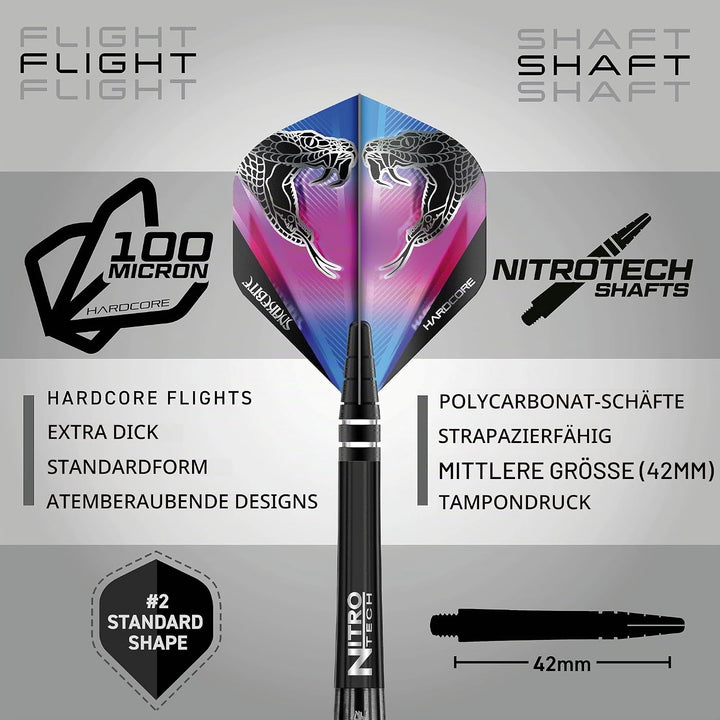 RED DRAGON Peter Wright Snakebite 3: 22g oder 26g Tungsten Darts mit Flights und Schäfte 22.0 Gramm,