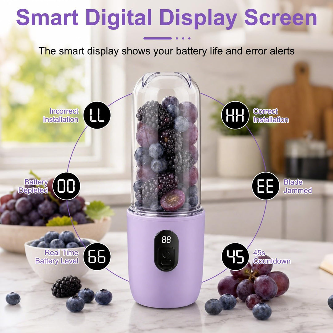 Tragbarer Mixer Smoothie Maker, 500 ml Mixer Smoothie Maker to Go mit Digitalanzeige, 16-Blatt MIXER