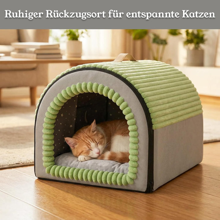 Zelt-Katzenbett Grösse, geschlossener Schlafplatz für Katzen, bietet eine ruhige und gemütliche Umge