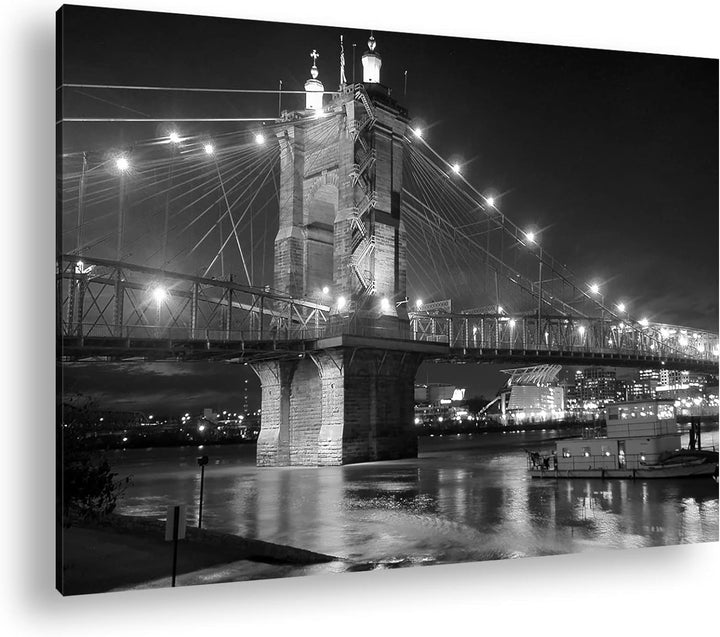 deyoli gigantische Hängebrücke in Ohio Format: 80x60 Effekt: Schwarz&Weiss als Leinwandbild, Motiv f