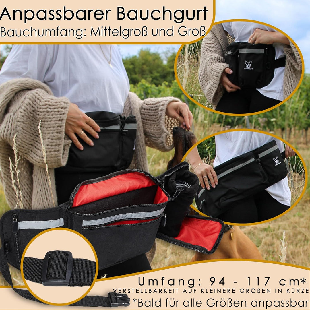 Hundefreund Leckerlitasche für Hunde XXL - Extra grosser reflektierender Leckerlibeutel mit Bauchgur
