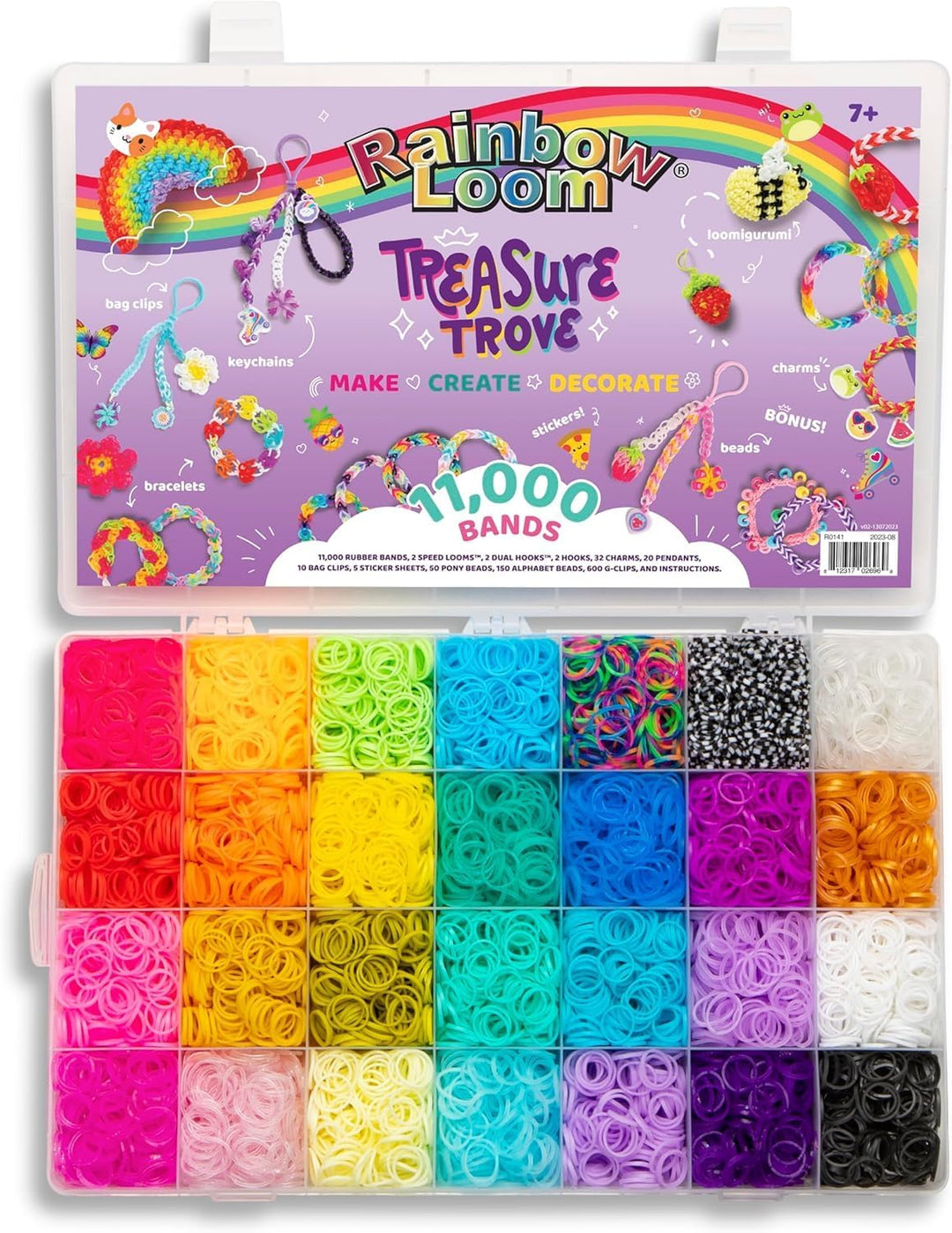 BANDAI – Rainbow Loom Treasure Trove – Kreatives DIY-Armband-Kit – 11.000 Gummibänder, Zubehör & Auf