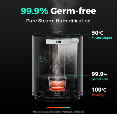 Luftbefeuchter für grosse Räume, 10-Liter-Dampfluftbefeuchter für das ganze Haus mit automatischer A