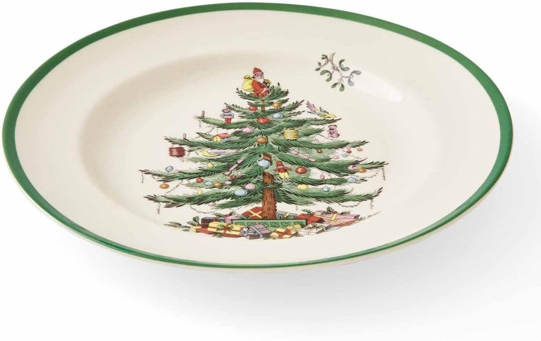 Spode Christmas Tree 25,4 cm Essteller-Set mit 4 Stück – Geschirr im Weihnachtsdesign (grün)