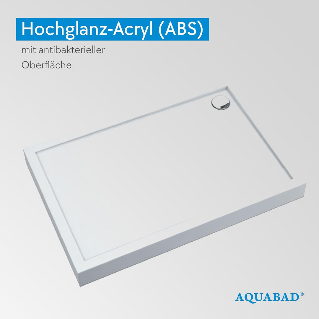 AQUABAD Duschwanne/Duschtasse | Ultima mit LeakProtect Technologie Smooth White 70x100cm Rechteck 70