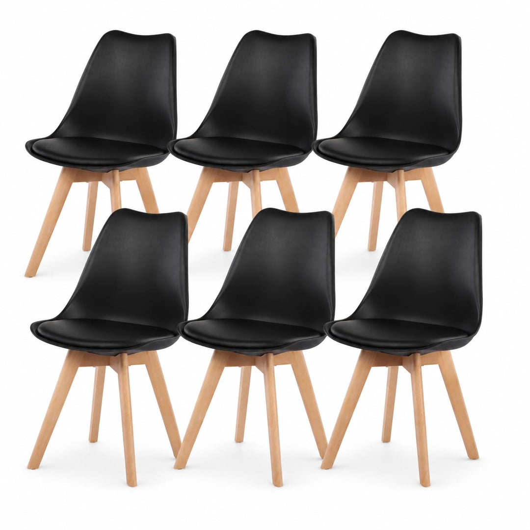EGGREE 6er Set Esszimmerstühle mit Massivholz Buche Bein SGS Geprüfter, Retro Design Gepolsterter St