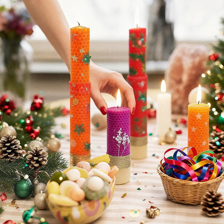 Jaztral Bienenwachsplatten mit Docht - 12 Farben Farbige Bienenwachskerzen Selber Machen Set (20 x 2