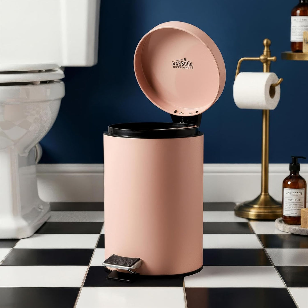 Harbour Housewares Runde Badezimmerpedalbehälter - 3L - Matt Pink, Matt Pink