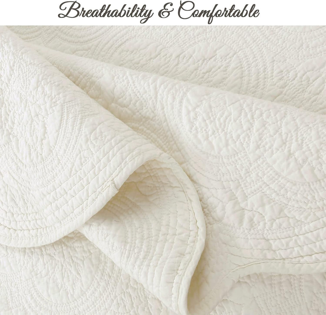 Cozy Line Home Fashions Viktorianisches Medaillon, massives Elfenbein, Matelasse-Prägung, 100% Baumw