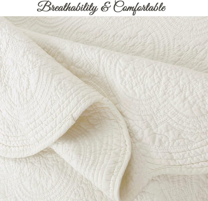 Cozy Line Home Fashions Viktorianisches Medaillon, massives Elfenbein, Matelasse-Prägung, 100% Baumw