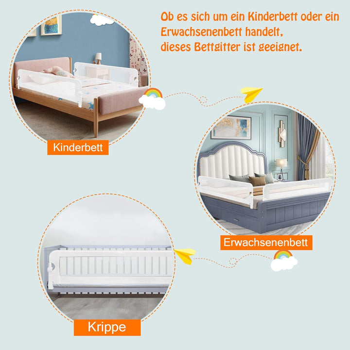 GOPLUS Bettgitter, Klappbarer & Tragbarer Bettschutzgitter für Babys unter 3 Jahren, Babybettgitter