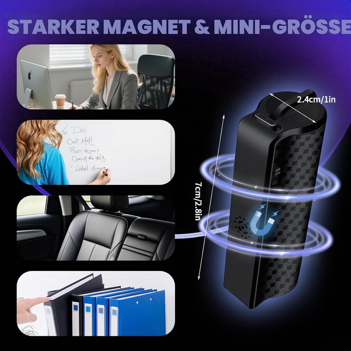Diktiergerät Magnetisches Mini, 64GB Aufnahmegerät mit 480 Stunden Digitale Abhörgerät One Touch Spr