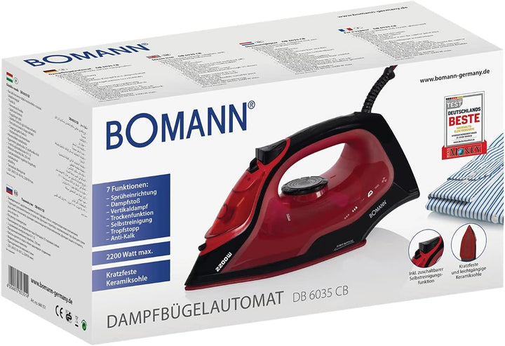 Bomann® Dampfbügeleisen mit Keramiksohle | 2200W | Bügeleisen mit Dampf | 250ml Tank | schnelle Aufh