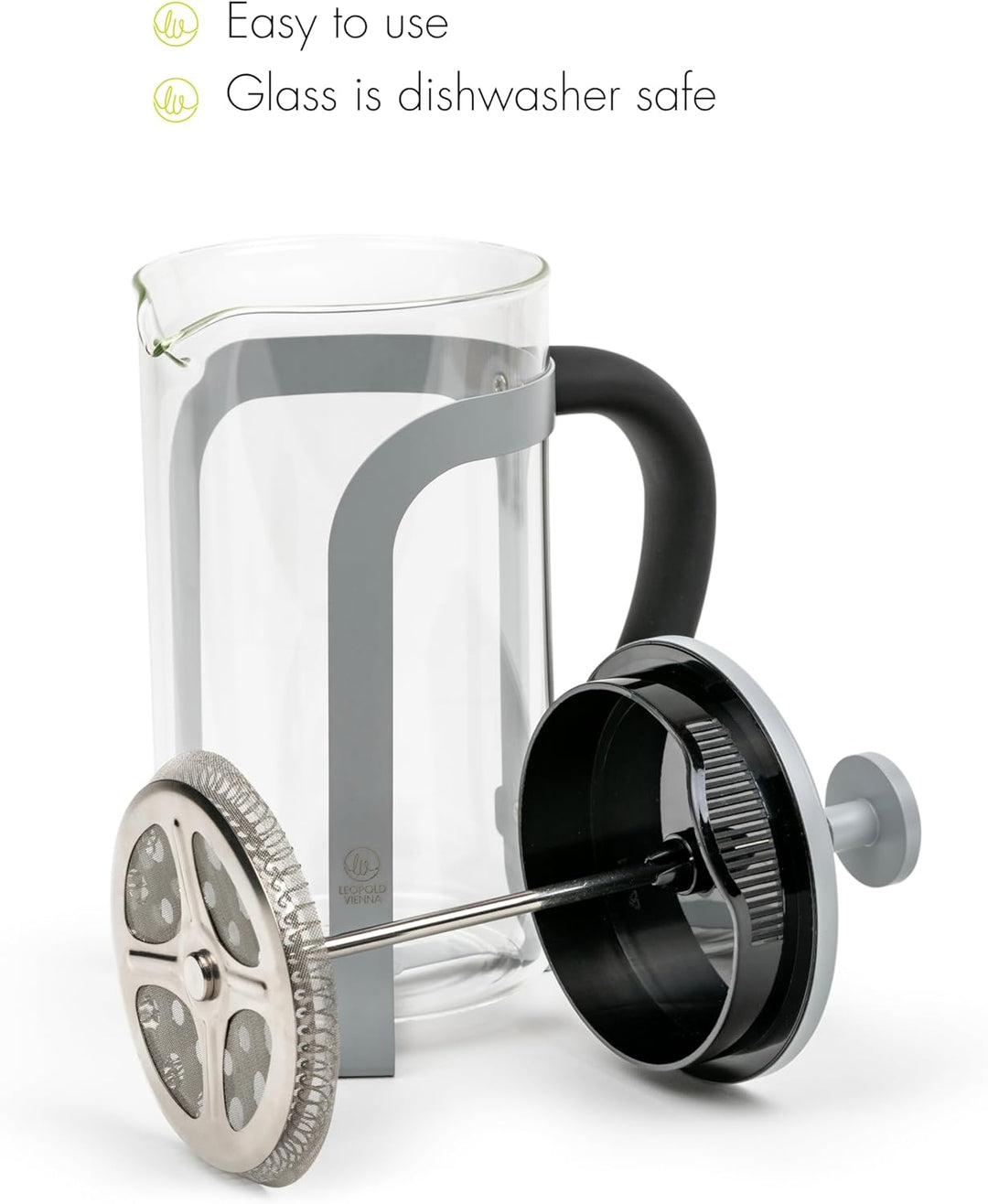 Leopold Vienna - French Press Kaffee- und Teebereiter Moshi 600ml (5 Tassen) grau Medium Gray, Mediu