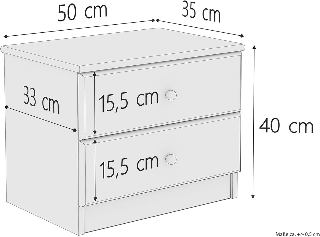 Erst-Holz Niedrige Nachtkonsole Buche Massivholz Nachttisch mit Zwei Schubladen 90.20-K38