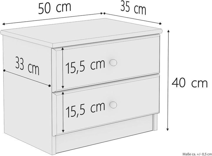 Erst-Holz Niedrige Nachtkonsole Buche Massivholz Nachttisch mit Zwei Schubladen 90.20-K38