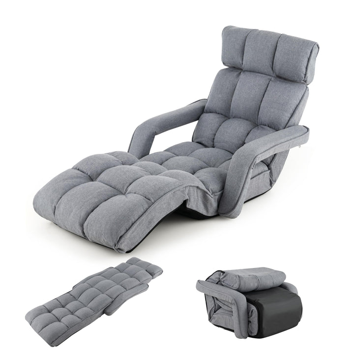 GOPLUS Bodenliege, Relaxliege mit 6-Fach verstellbare Rückenlehne, Bodensessel mit Armlehnen, Relaxs