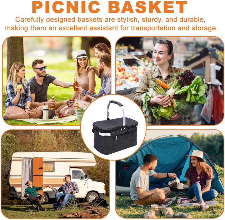 Einkaufskorb Faltbar, 30L Einkaufstasche Gross mit Gepolsterten Griffen, isolierter Wasserdichter Ei