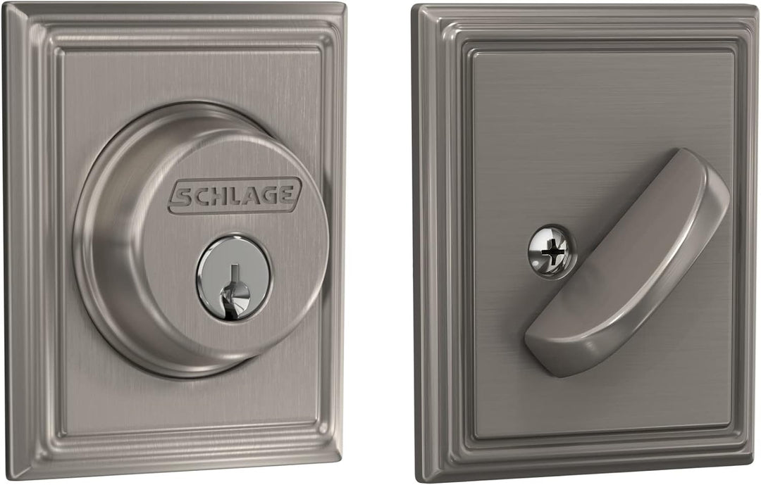 Schlage Riegelschloss mit Addison Zierleiste, Nickel satiniert (B60 N ADD 619) Satin / Nickelfarben