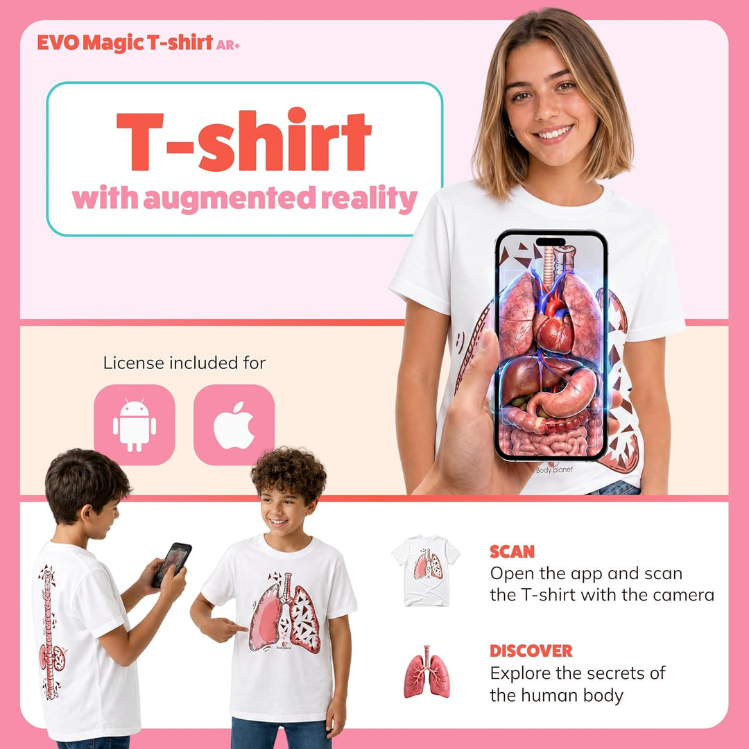 AR+ Body Planet Magic T-Shirt EVO (L) Pädagogisches Augmented Reality T-Shirt