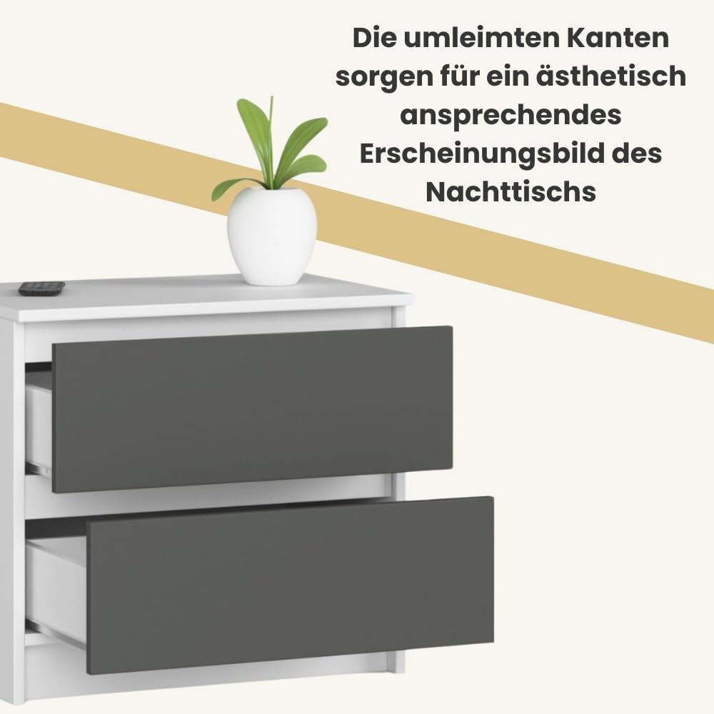 AKORD Kommode K60 mit 2 Schubladen | für das Wohnzimmer Schlafzimmer Schrank Büro Arbeitszimmer | Mo