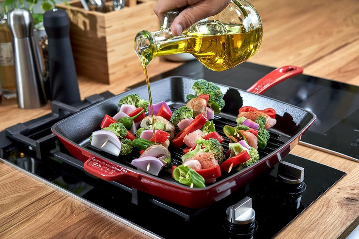 STAUB Amerikanische Grillpfanne aus emailliertem Gusseisen, 26 cm, Für alle Herdarten inkl. Induktio