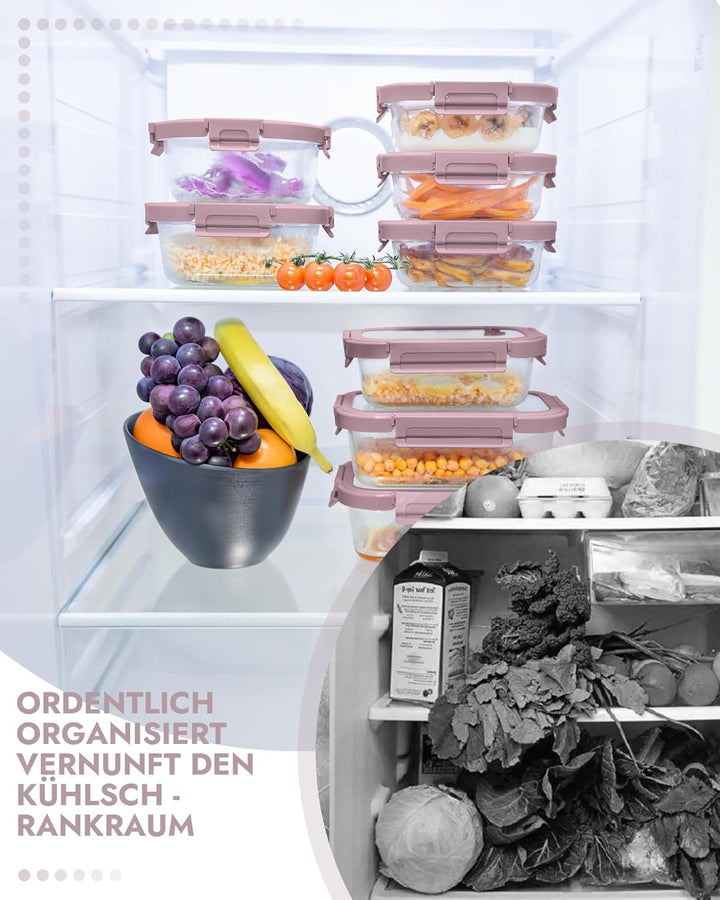 Glasbehälter mit Deckel, 10Stück – Luftdichte Frischhaltedosen für Meal Prep, Vorratsdosen für Küche