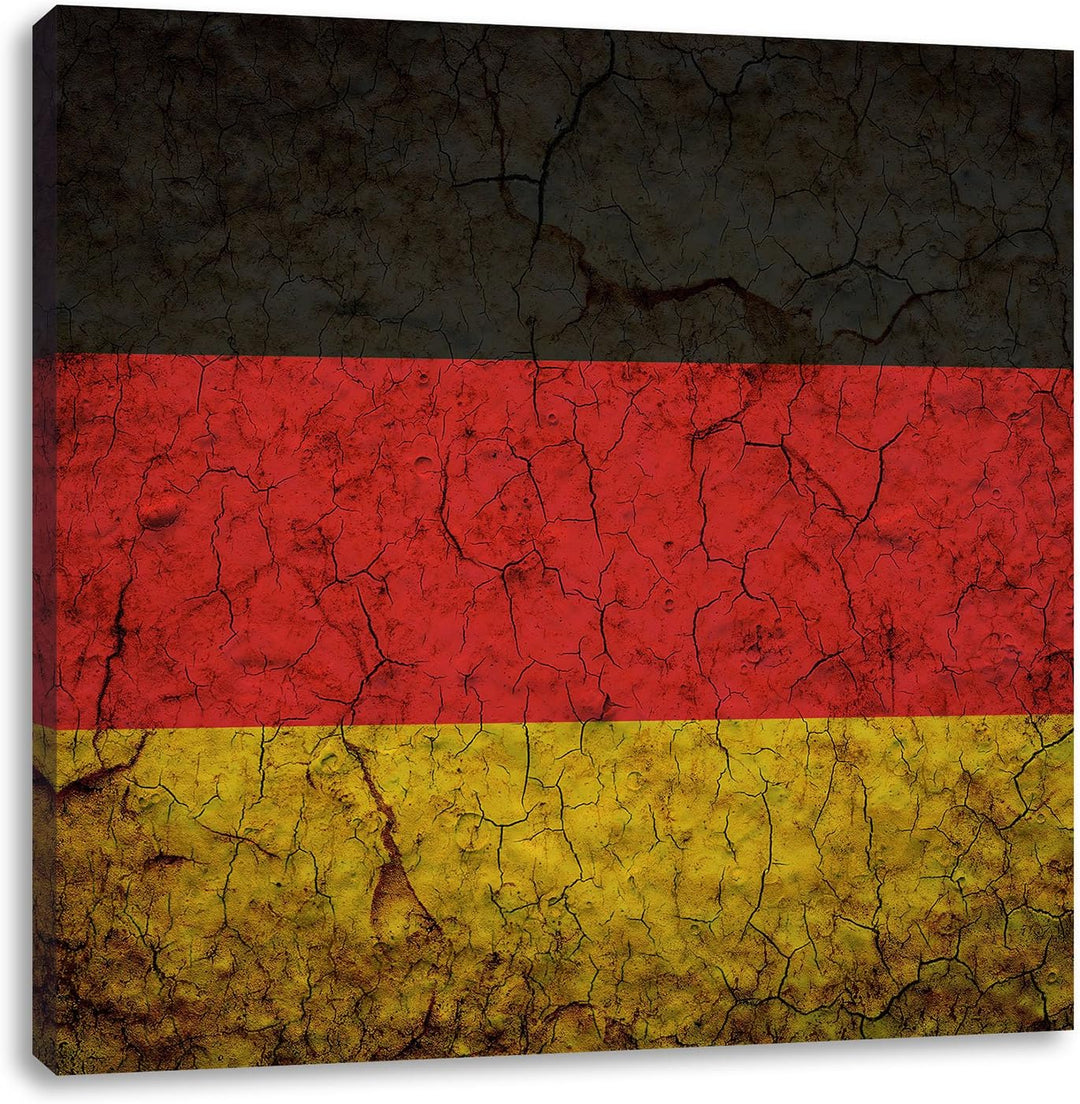 Deutschlandfahne, Format: 70x70 auf Leinwand, XXL riesige Bilder fertig gerahmt mit Keilrahmen, Kuns